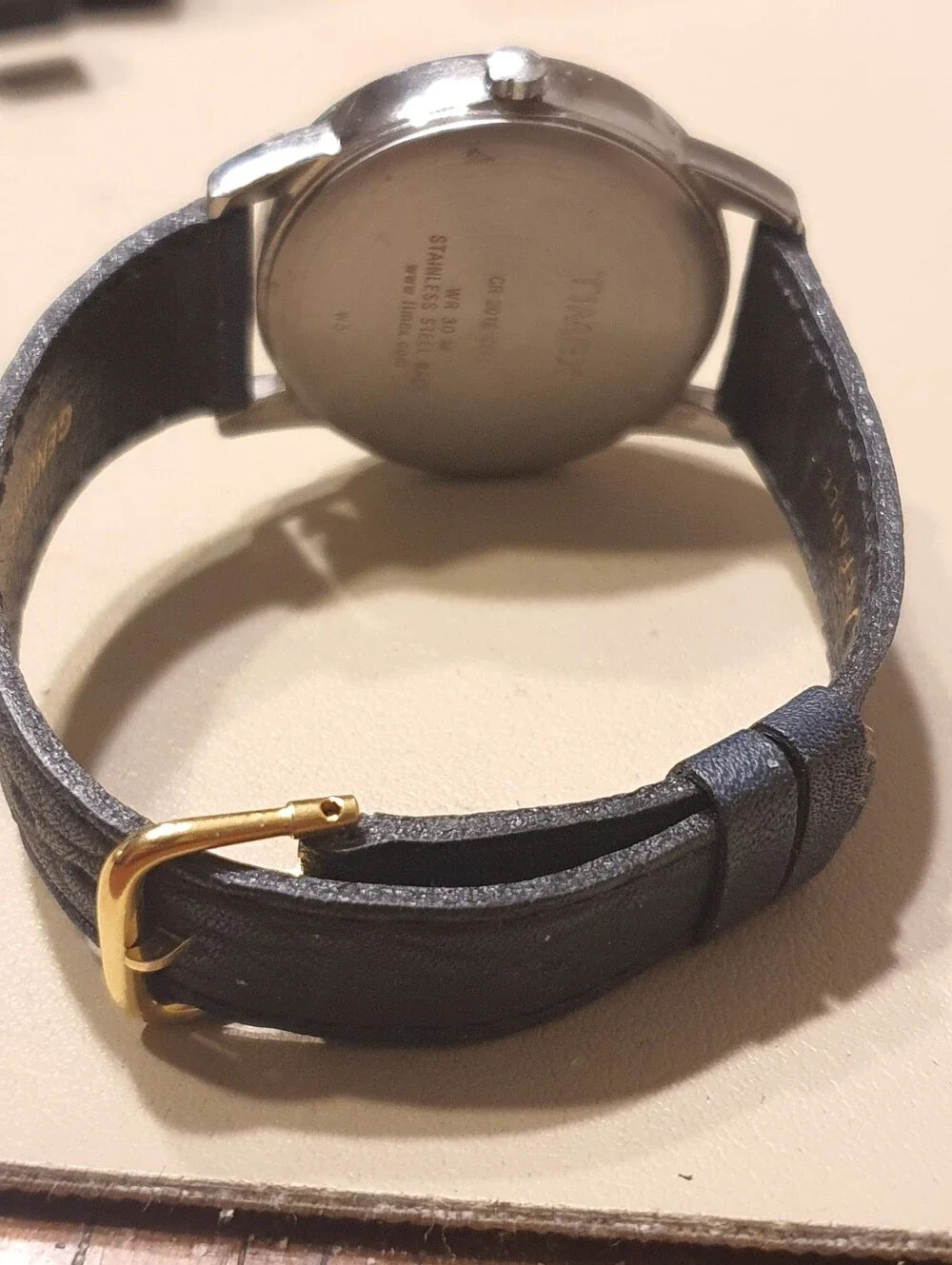Vtg Timex Indiglo Silver/Black Leather Men's Watch w/Date